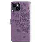 For iPhone 14 Butterfly Flutter Pattern Embossed Leather Phone Case(Purple) - 3
