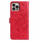 For iPhone 15 Pro Butterfly Flutter Pattern Embossed Leather Phone Case(Red) - 3