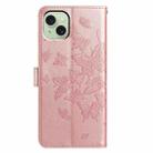 For iPhone 15 Butterfly Flutter Pattern Embossed Leather Phone Case(Rose Gold) - 3