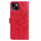 For iPhone 14 Plus Butterfly Flutter Pattern Embossed Leather Phone Case(Red) - 3