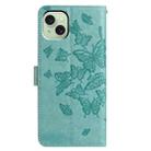For iPhone 15 Plus Butterfly Flutter Pattern Embossed Leather Phone Case(Green) - 3