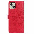 For iPhone 15 Plus Butterfly Flutter Pattern Embossed Leather Phone Case(Red) - 3
