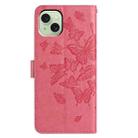 For iPhone 15 Plus Butterfly Flutter Pattern Embossed Leather Phone Case(Rose Red) - 3