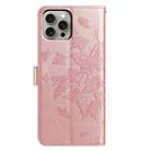 For iPhone 15 Pro Max Butterfly Flutter Pattern Embossed Leather Phone Case(Rose Gold) - 3
