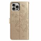 For iPhone 15 Pro Max Butterfly Flutter Pattern Embossed Leather Phone Case(Gold) - 3