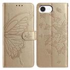 For iPhone 16e Butterfly Flutter Pattern Embossed Leather Phone Case(Gold) - 1