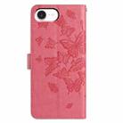 For iPhone 16e Butterfly Flutter Pattern Embossed Leather Phone Case(Rose Red) - 3