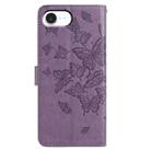 For iPhone 16e Butterfly Flutter Pattern Embossed Leather Phone Case(Purple) - 3