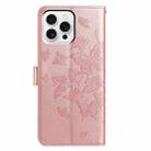For iPhone 16 Pro Butterfly Flutter Pattern Embossed Leather Phone Case(Rose Gold) - 3