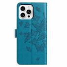 For iPhone 16 Pro Butterfly Flutter Pattern Embossed Leather Phone Case(Blue) - 3