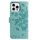 For iPhone 16 Pro Butterfly Flutter Pattern Embossed Leather Phone Case(Green) - 3