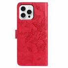 For iPhone 16 Pro Butterfly Flutter Pattern Embossed Leather Phone Case(Red) - 3