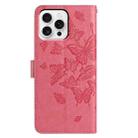 For iPhone 16 Pro Butterfly Flutter Pattern Embossed Leather Phone Case(Rose Red) - 3