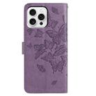 For iPhone 16 Pro Butterfly Flutter Pattern Embossed Leather Phone Case(Purple) - 3