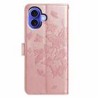 For iPhone 16 Plus Butterfly Flutter Pattern Embossed Leather Phone Case(Rose Gold) - 3