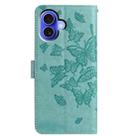 For iPhone 16 Plus Butterfly Flutter Pattern Embossed Leather Phone Case(Green) - 3