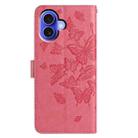 For iPhone 16 Plus Butterfly Flutter Pattern Embossed Leather Phone Case(Rose Red) - 3