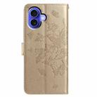 For iPhone 16 Butterfly Flutter Pattern Embossed Leather Phone Case(Gold) - 3