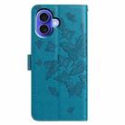 For iPhone 16 Butterfly Flutter Pattern Embossed Leather Phone Case(Blue) - 3