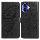 For iPhone 16 Butterfly Flutter Pattern Embossed Leather Phone Case(Black) - 1