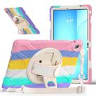 For Samsung Galaxy Tab S10 FE+ Rotatable Kickstand Grip Heavy Duty Hard Rugged Tablet Case(Colorful Pink) - 2