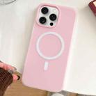 For iPhone 15 Pro Skin Feel MagSafe Magnetic PC Hybrid TPU Phone Case(Light Pink) - 1