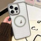 For iPhone 15 Pro Diamond Lens Frame MagSafe Wave Texture Clear Phone Case(Grey) - 1