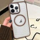 For iPhone 12 Pro Max Diamond Lens Frame MagSafe Wave Texture Clear Phone Case(Brown) - 1