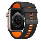 For Apple Watch 46mm / 49mm / 45mm / 44mm Diamond Texture Two Color Silicone Watch Band(Black Orange) - 3