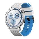 22mm Angular Two Color Silicone Watch Band(White Blue) - 1