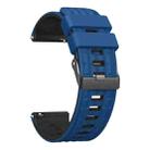 22mm Angular Two Color Silicone Watch Band(Royal Blue Black) - 2