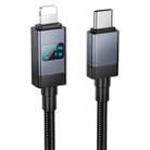 hoco X118 Generous 1m PD 27W Fast Charging Data Cable with Display, Interface:PD to 8 Pin(Black) - 1