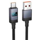 hoco X118 Generous 1m 60W Fast Charging Data Cable with Display, Interface:USB to Type-C(Black) - 1