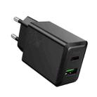 hoco N69 PD20W+QC3.0 Dual Port Charger, Specification:EU Plug(Black) - 1