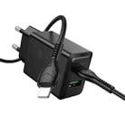 hoco N69 PD20W+QC3.0 Dual Port Charger with 1m Type-C to 8 Pin Data Cable, Specification:EU Plug(Black) - 1