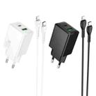 hoco N69 PD20W+QC3.0 Dual Port Charger with 1m Type-C to 8 Pin Data Cable, Specification:EU Plug(Black) - 2