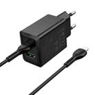 hoco N69 PD20W+QC3.0 Dual Port Charger with 1m Type-C to 8 Pin Data Cable, Specification:EU Plug(Black) - 3