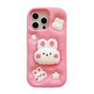 For iPhone 11 Pro Max Cartoon Cute Rabbit Stand Phone Case(Pink) - 1