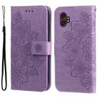 For Samsung Galaxy XCover7 Pro Seven-petal Flowers Embossing Leather Phone Case(Light Purple) - 1