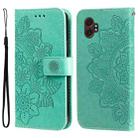 For Samsung Galaxy XCover7 Pro Seven-petal Flowers Embossing Leather Phone Case(Green) - 1