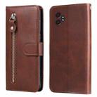For Samsung Galaxy XCover7 Pro Fashion Calf Texture Zipper Leather Phone Case(Brown) - 1
