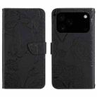 For iPhone 17 Pro Max Skin Feel Butterfly Embossed Flip Leather Phone Case(Black) - 1