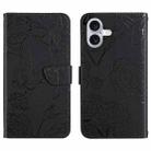 For iPhone 17 Skin Feel Butterfly Embossed Flip Leather Phone Case(Black) - 1