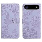 For iPhone 17 Air Skin Feel Butterfly Embossed Flip Leather Phone Case(Purple) - 1