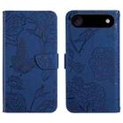 For iPhone 17 Air Skin Feel Butterfly Embossed Flip Leather Phone Case(Blue) - 1