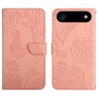 For iPhone 17 Air Skin Feel Butterfly Embossed Flip Leather Phone Case(Pink) - 1