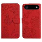 For iPhone 17 Air Skin Feel Butterfly Embossed Flip Leather Phone Case(Red) - 1