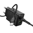 hoco N71 PD30W+QC3.0 Dual Ports Charger with 1m 60W Type-C to Type-C Data Cable, Specification:EU Plug(Black) - 1