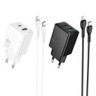 hoco N71 PD30W+QC3.0 Dual Ports Charger with 1m Type-C to 8 Pin Data Cable, Specification:EU Plug(White) - 2