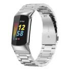 For Fitbit Charge 6 / 5 xDfind Three Beads Quick Release Metal Watch Band(Silver) - 1